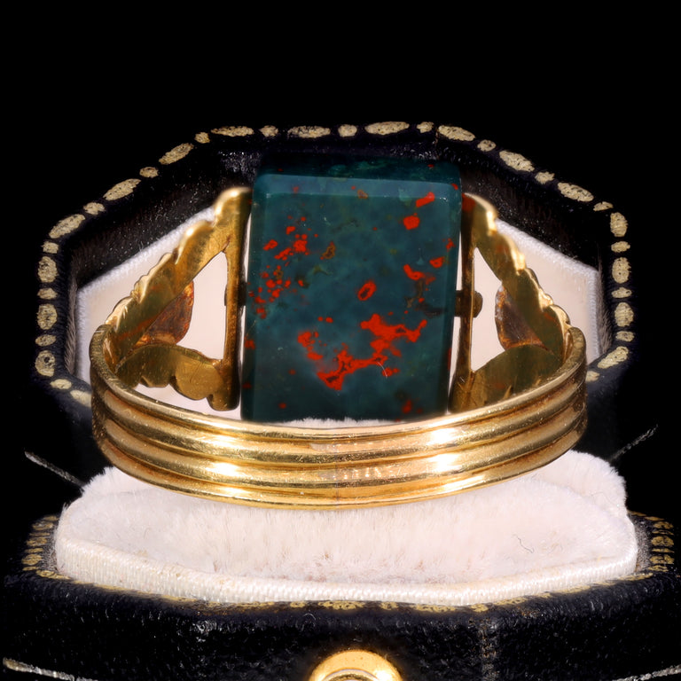 The Antique 1827 Georgian Bloodstone Swivel Ring