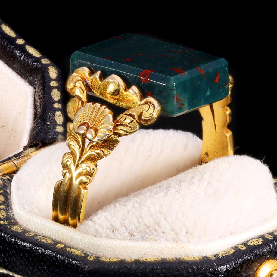 The Antique 1827 Georgian Bloodstone Swivel Ring
