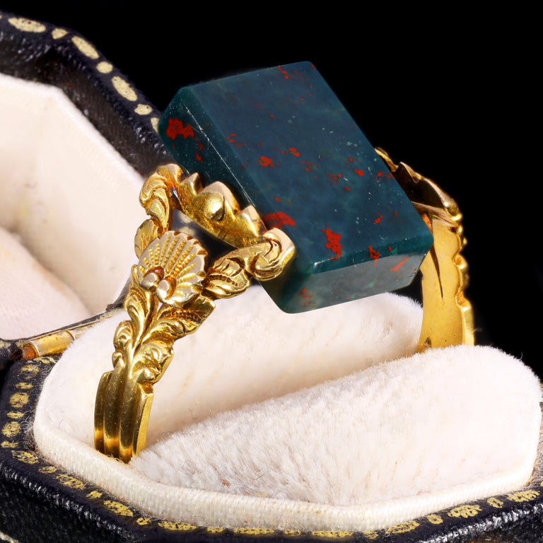 The Antique 1827 Georgian Bloodstone Swivel Ring