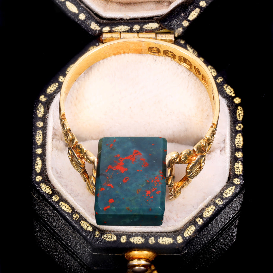 The Antique 1827 Georgian Bloodstone Swivel Ring