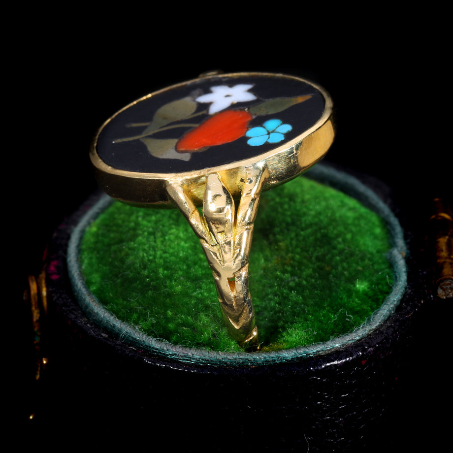 The Antique Georgian Pietra Dura Gemstone Ring