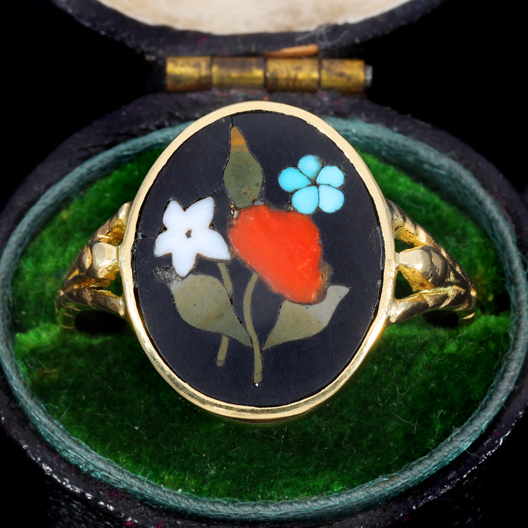 The Antique Georgian Pietra Dura Gemstone Ring