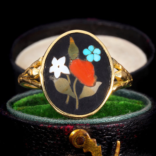 The Antique Georgian Pietra Dura Gemstone Ring