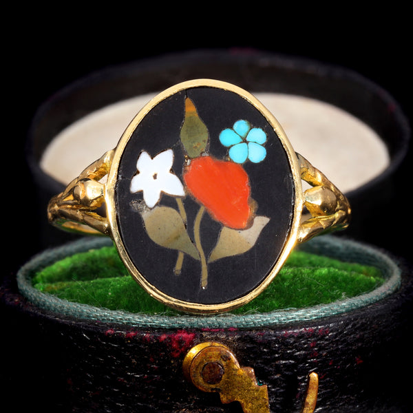 The Antique Georgian Pietra Dura Gemstone Ring