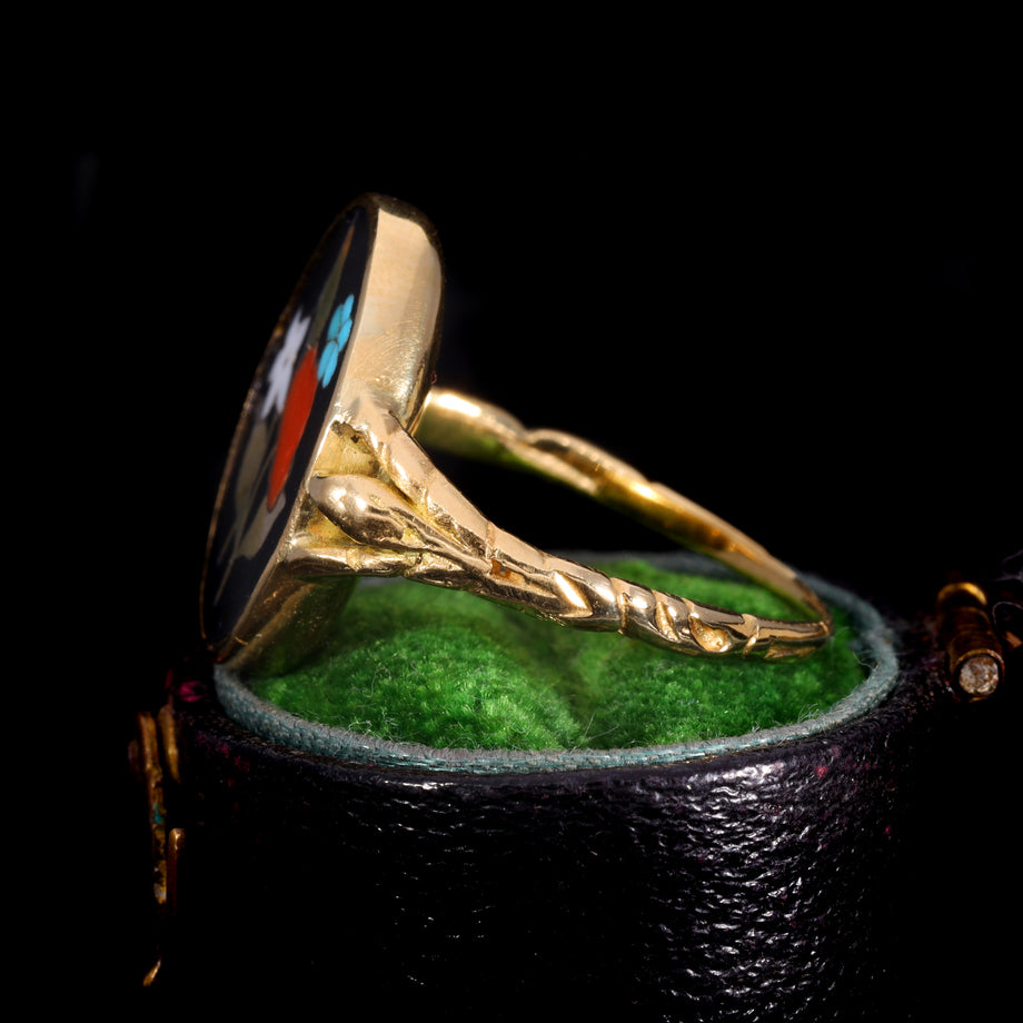 The Antique Georgian Pietra Dura Gemstone Ring