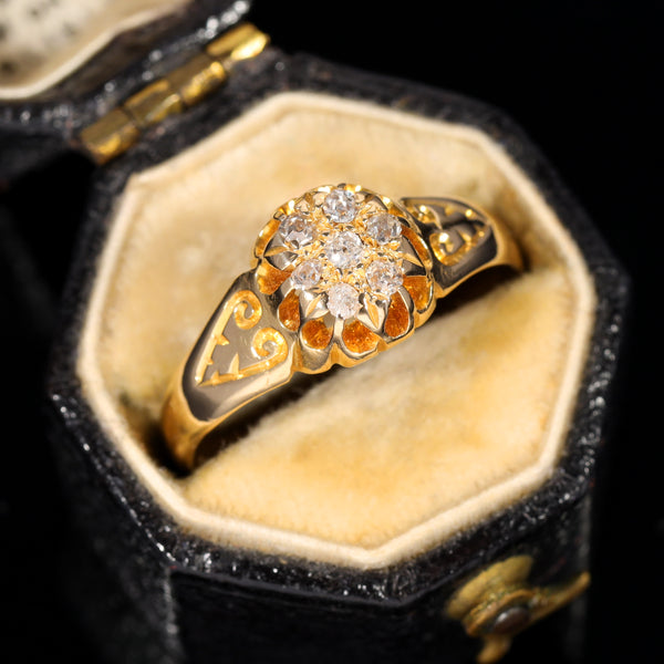 The Antique Victorian Eight Cut Diamond Ornate Cluster Ring