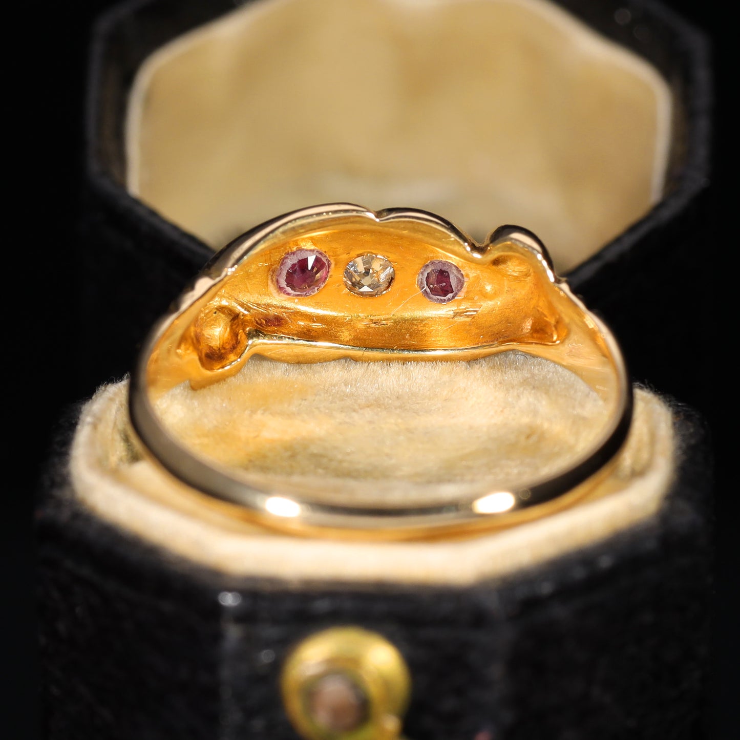 The Antique 1919 Diamond and Ruby Scroll Ring