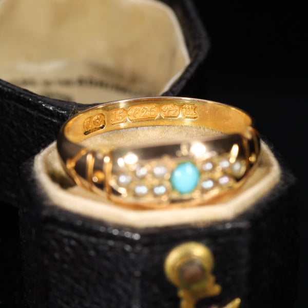 The Antique 1886 Victorian Turquoise and Pearl Ring