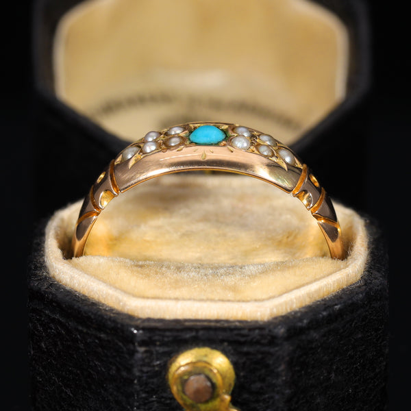 The Antique 1886 Victorian Turquoise and Pearl Ring