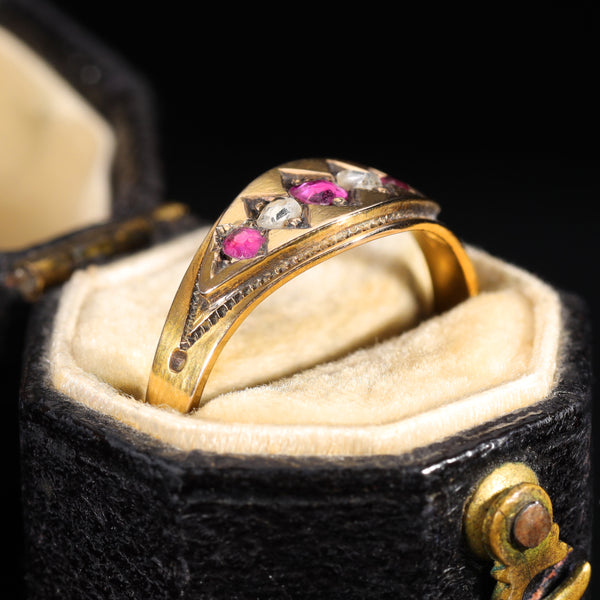 The Antique 1878 Rose Cut Diamond and Ruby Ring