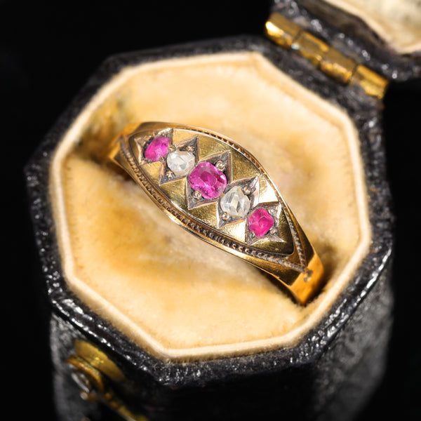 The Antique 1878 Rose Cut Diamond and Ruby Ring