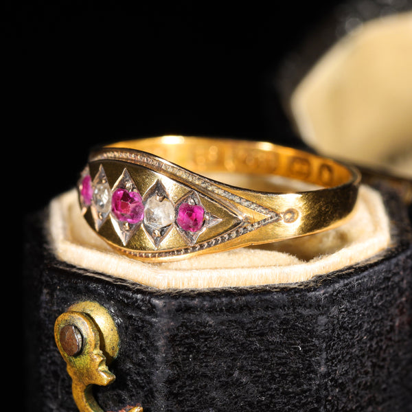 The Antique 1878 Rose Cut Diamond and Ruby Ring