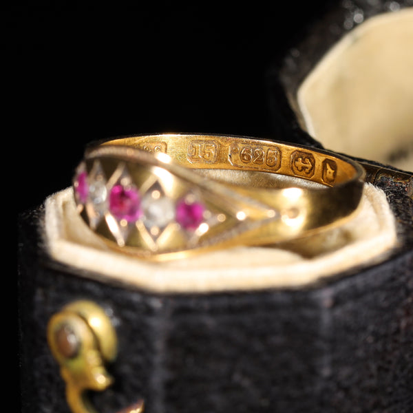 The Antique 1878 Rose Cut Diamond and Ruby Ring