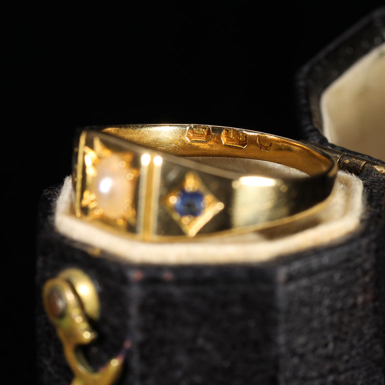 The Antique Late Victorian Pearl and Sapphire Ring