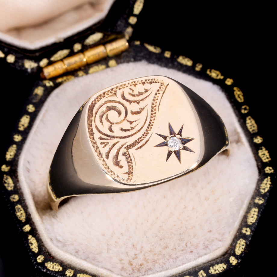 The Vintage Diamond Star Signet Ring