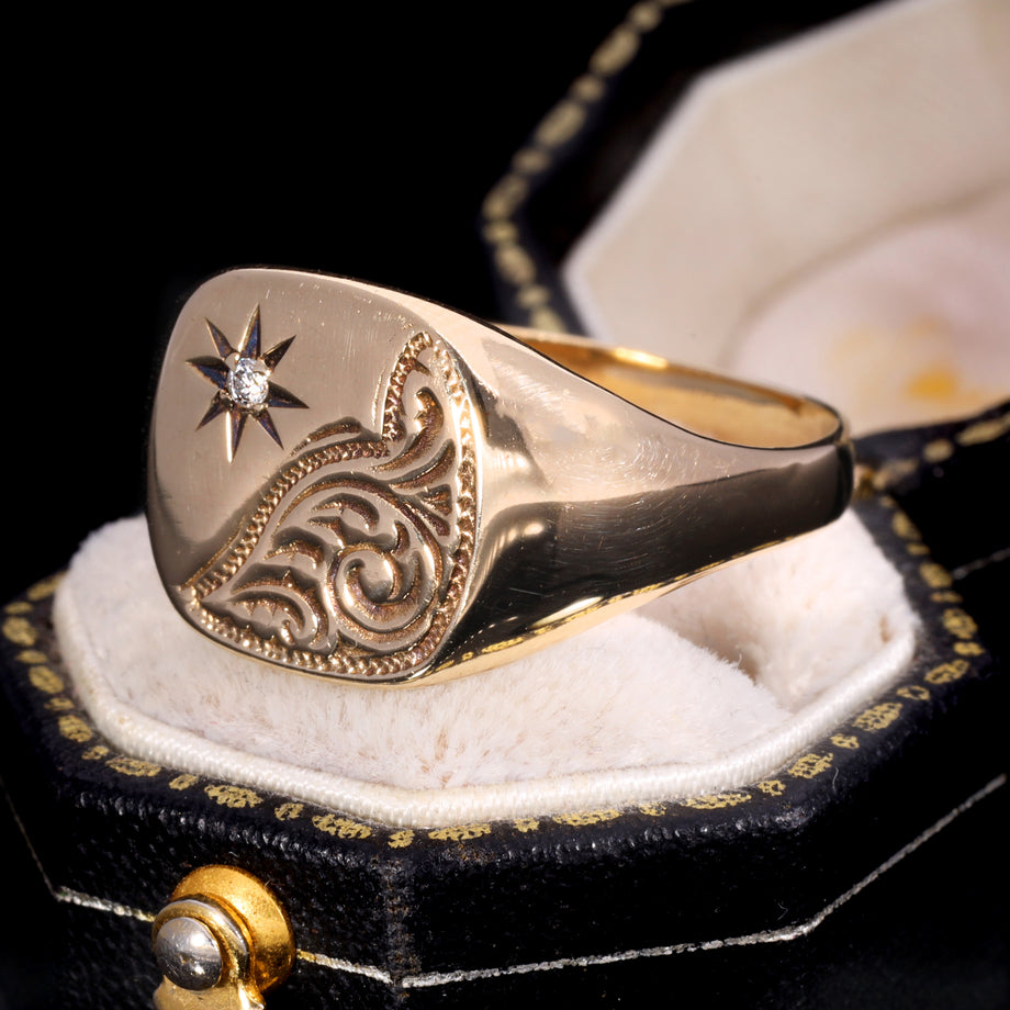 The Vintage Diamond Star Signet Ring
