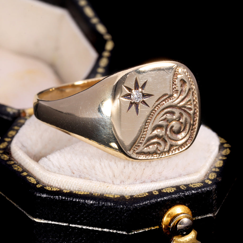 The Vintage Diamond Star Signet Ring