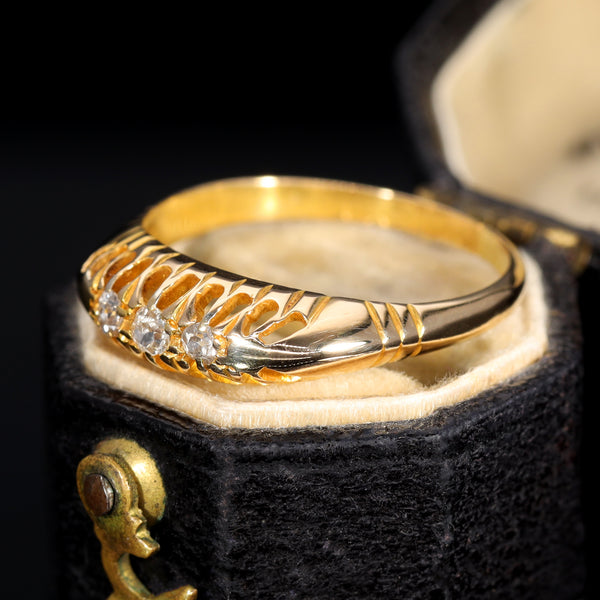 The Antique 1913 Old European Cut Three Diamond Ring