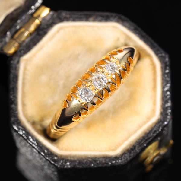 The Antique 1913 Old European Cut Three Diamond Ring