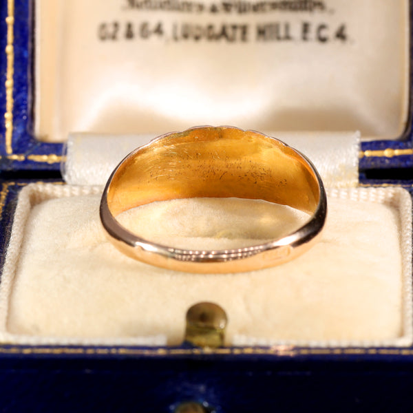 The Antique Victorian 1898 9ct Gold Rope Ring