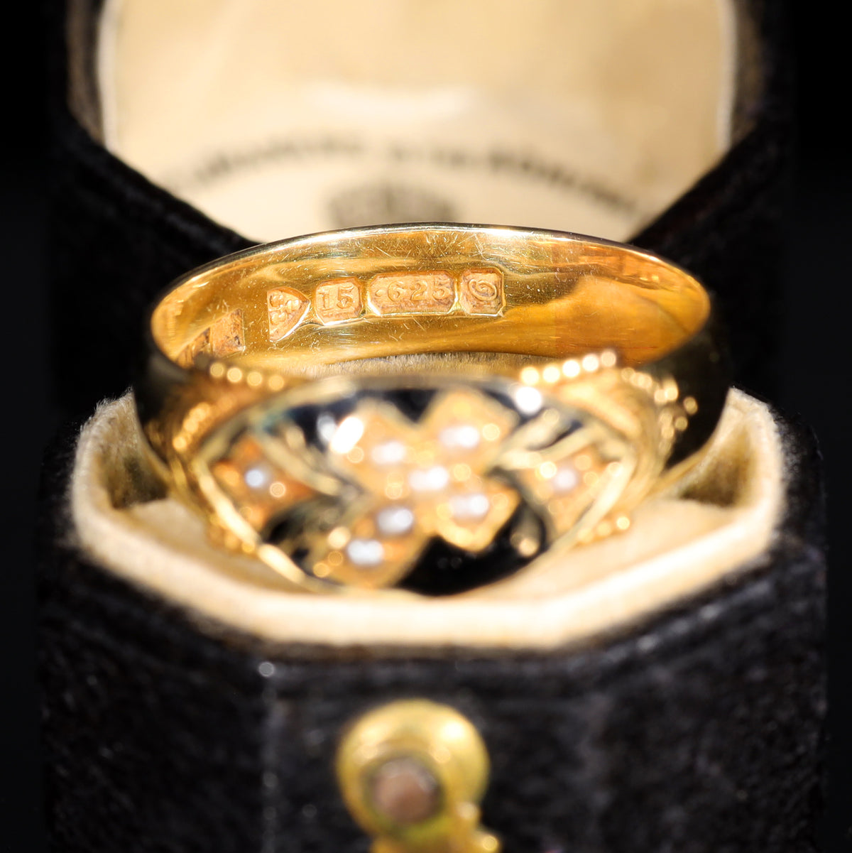 The Antique 1914 Pearl and Enamel Cross Ring