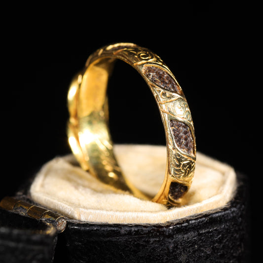 The Antique Victorian Pearl and Hairwork Mourning Ring