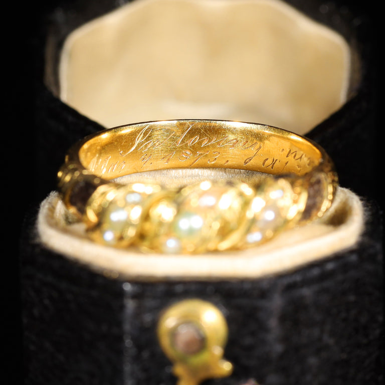 The Antique Victorian Pearl and Hairwork Mourning Ring