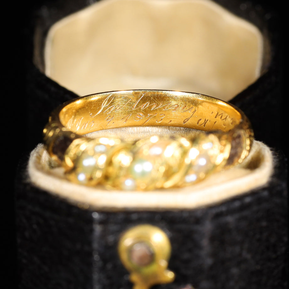 The Antique Victorian Pearl and Hairwork Mourning Ring
