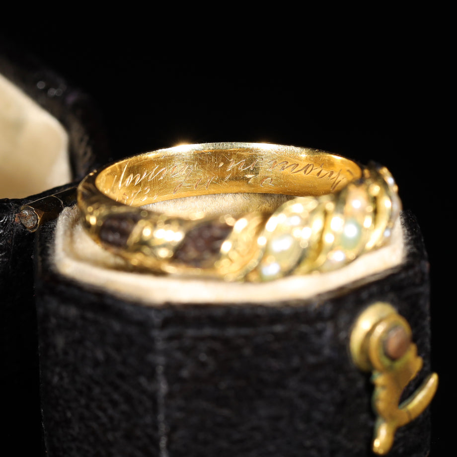 The Antique Victorian Pearl and Hairwork Mourning Ring