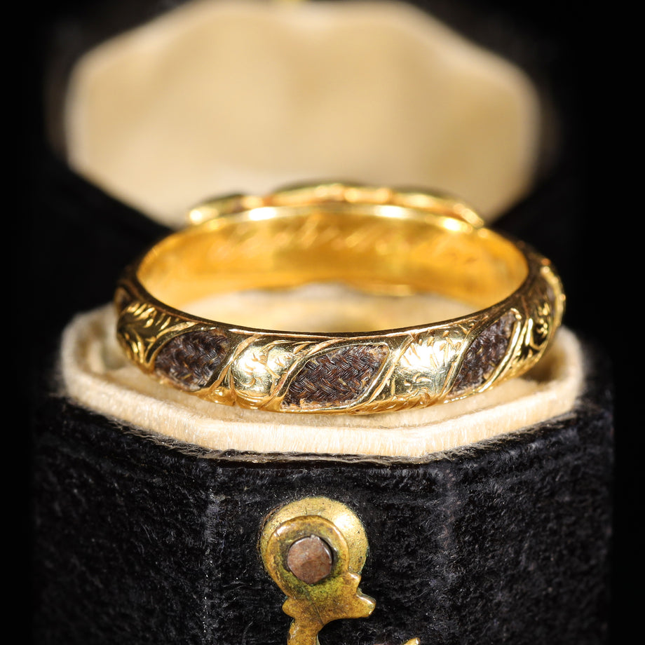 The Antique Victorian Pearl and Hairwork Mourning Ring