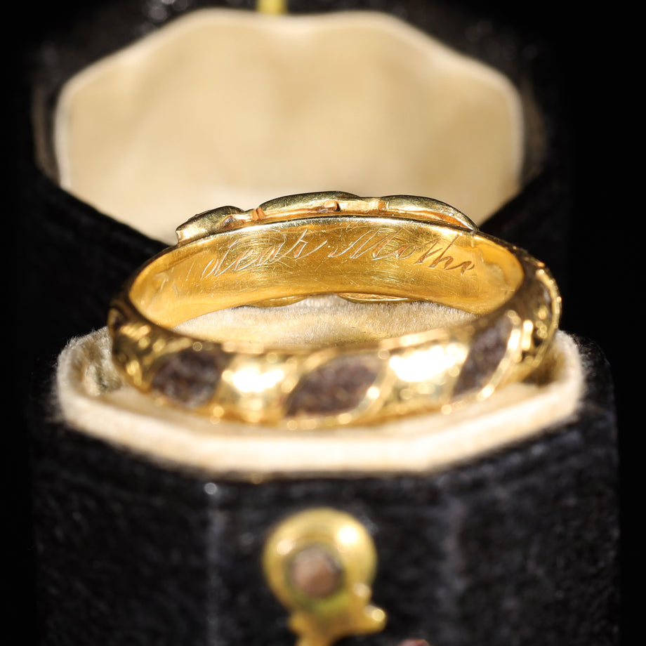 The Antique Victorian Pearl and Hairwork Mourning Ring