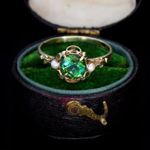 The Vintage Tourmaline and Pearl Ring - Antique Jewellers