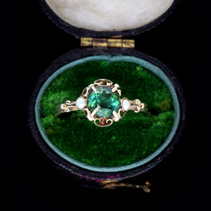 The Vintage Tourmaline and Pearl Ring - Antique Jewellers