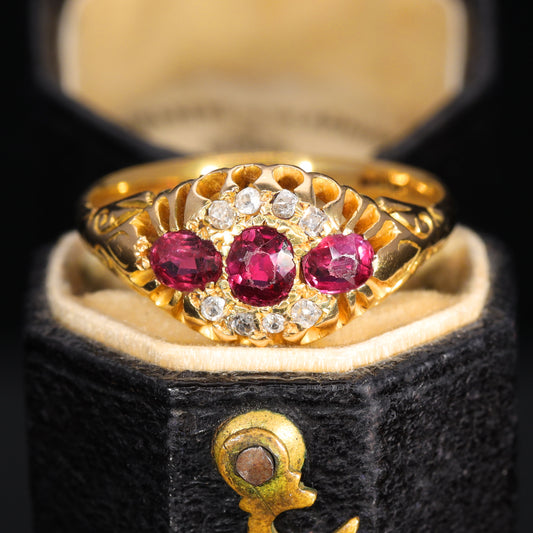 The Antique Victorian Ruby and Old Cut Diamond Cluster Ring