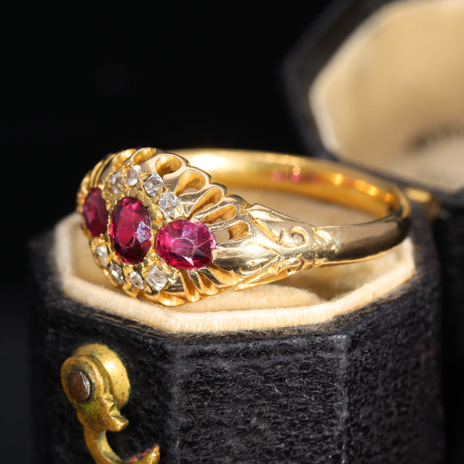 The Antique Victorian Ruby and Old Cut Diamond Cluster Ring