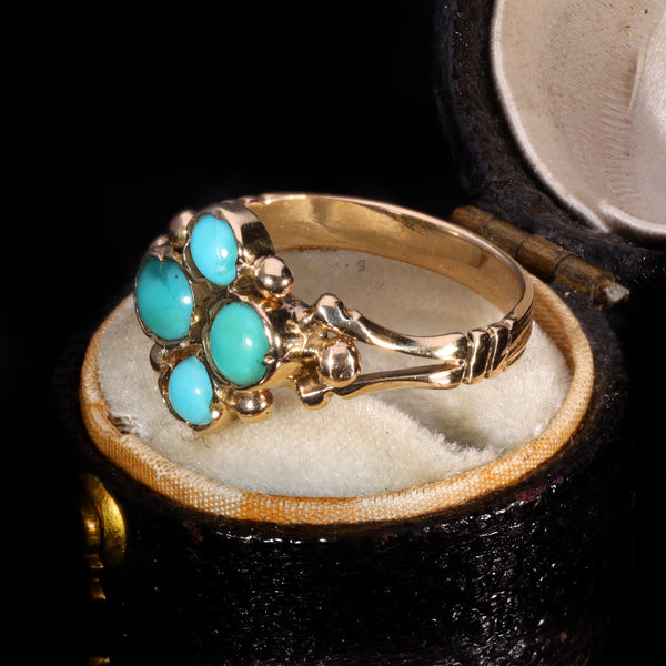 The Antique Victorian Turquoise Cluster Ring