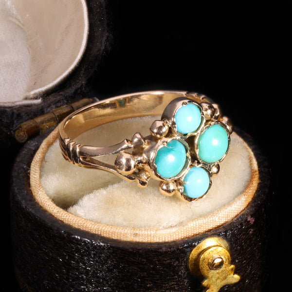 The Antique Victorian Turquoise Cluster Ring