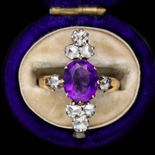 The Amethyst and Rose Cut Diamond Ring - Antique Jewellers