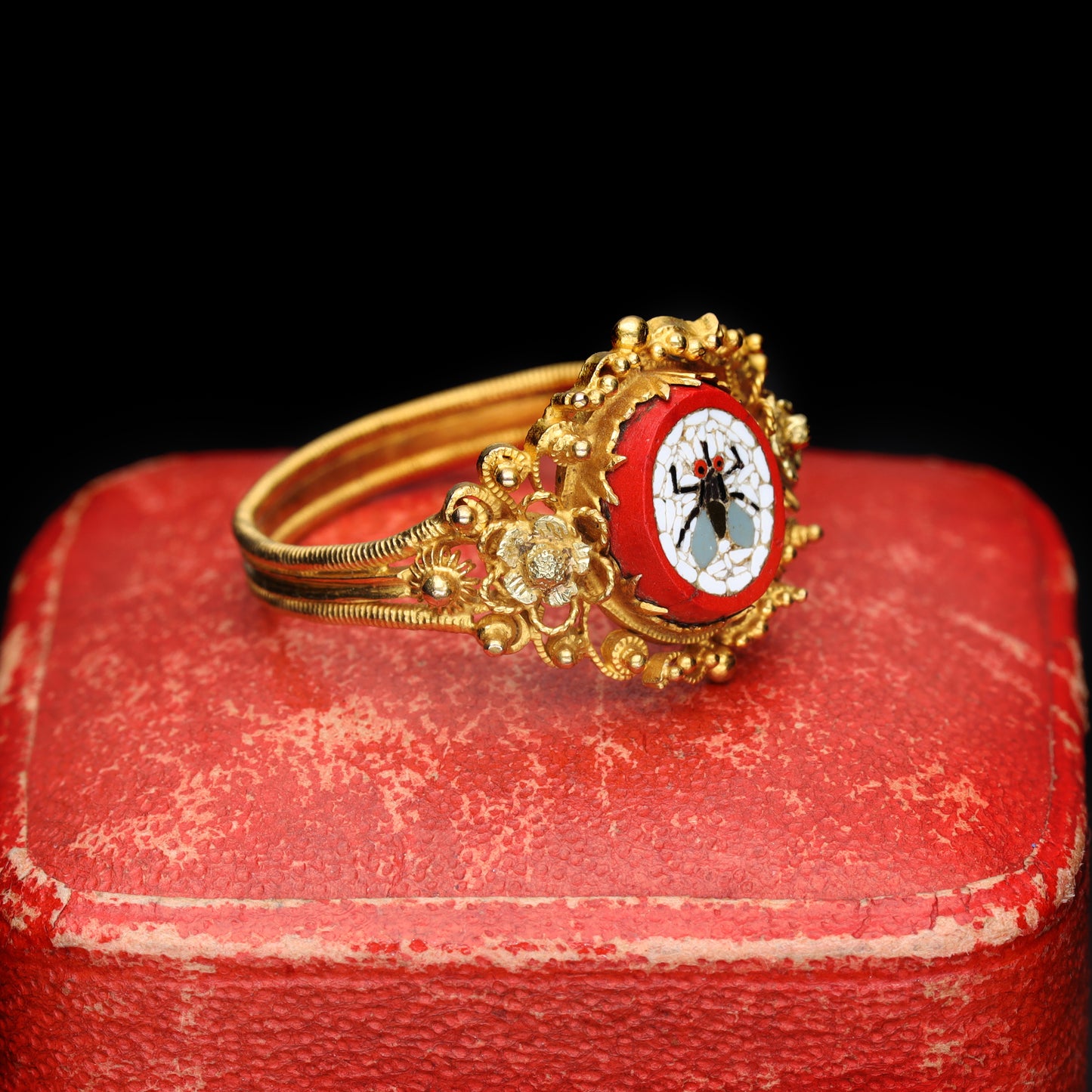 The Antique Fly Micro Mosaic Ring - Antique Jewellers