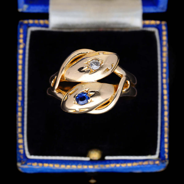 The Antique 1903 Sapphire and Diamond Snake Ring
