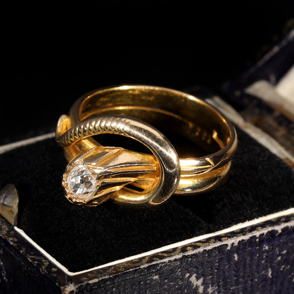 The Antique Old Cut Diamond Coiled Snake Ring