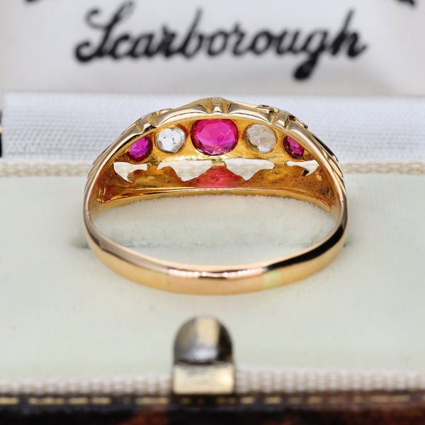 The Antique Victorian Synthetic Ruby and Diamond Boat Ring