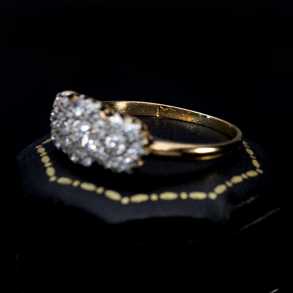 The Antique Trio of Brilliant Cut Diamonds Cluster Ring - Antique Jewellers