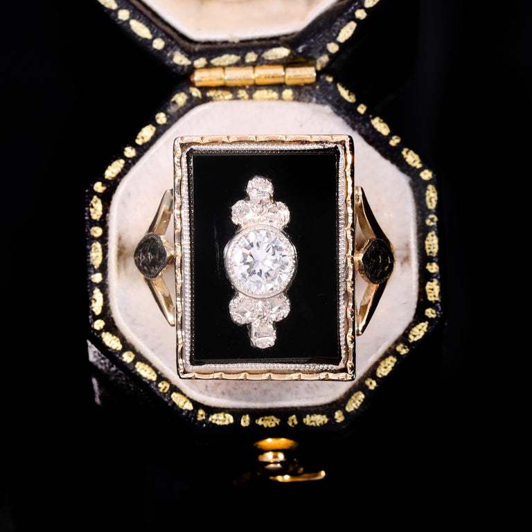 The Vintage Black Onyx and Diamond Ring