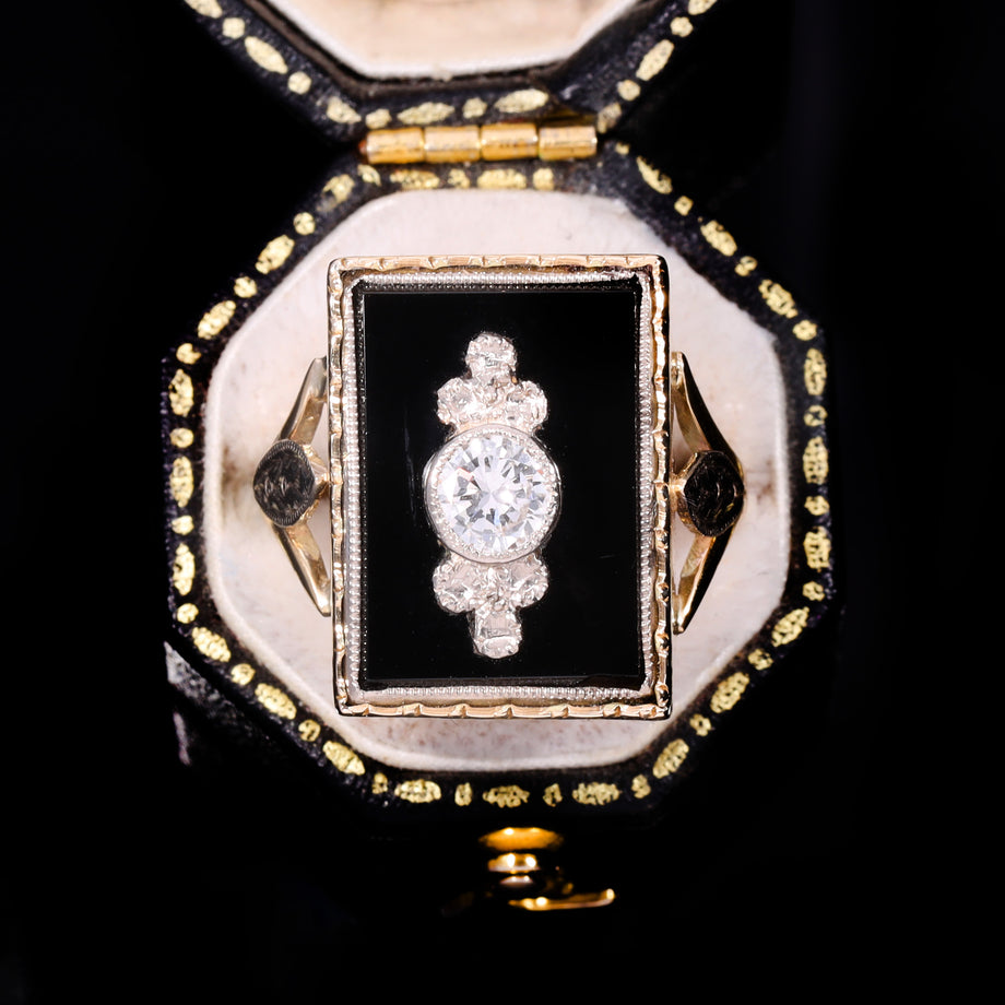 The Vintage Black Onyx and Diamond Ring