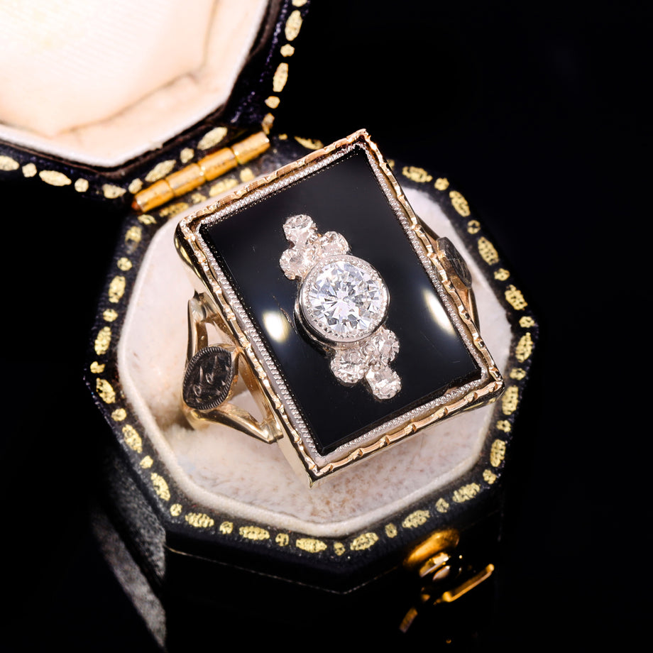 The Vintage Black Onyx and Diamond Ring