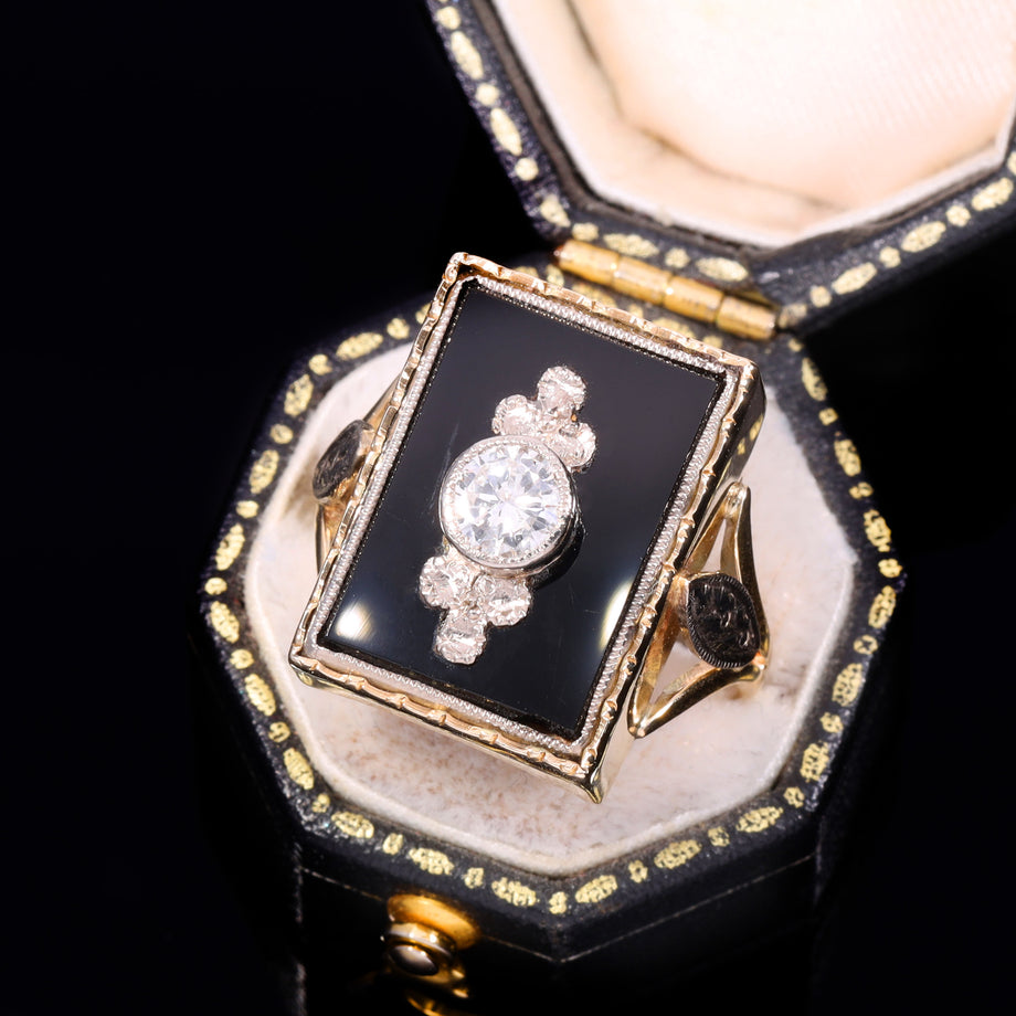 The Vintage Black Onyx and Diamond Ring