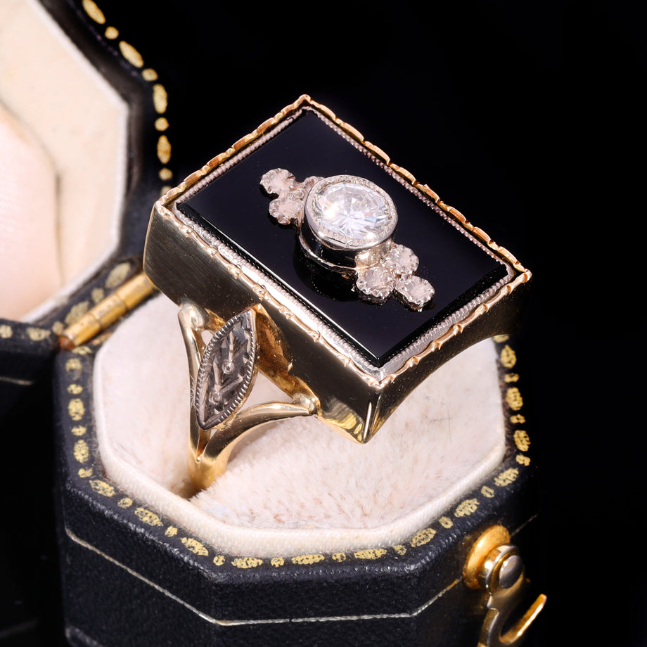 The Vintage Black Onyx and Diamond Ring