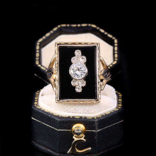 The Vintage Black Onyx and Diamond Ring