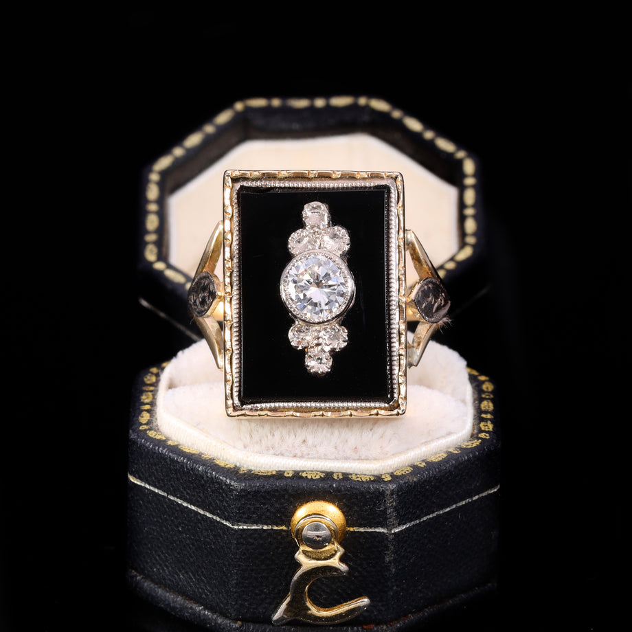 The Vintage Black Onyx and Diamond Ring